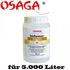 Osaga Teichwasserentgifter 250mL für 5.000 Liter Teichwasser ideal für Koiteiche, Schwimmteiche, Fischteiche, Gartenteiche Aquarium