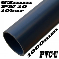 PVC-U Rohr Rohrleitung PN10 10bar Durchmesser 63mm Länge 1m mit glatten Enden für Rohrleitungsbau am Koiteich Gartenteich