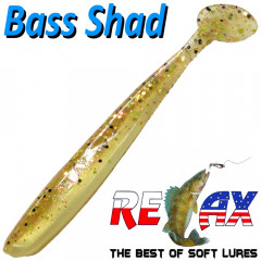 Relax Bass Shad Gummifisch 90mm in Farbe Goldperl Gold Glitter Barsch & Zanderköder
