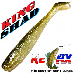 Relax King Shad 3 Gummifisch 8cm Clear Glitter Olive 1 Stück Zanderköder