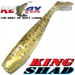 Relax King Shad 4 Gummifisch ca. 11cm Farbe Goldperl Kupfer Glitter Zanderköder