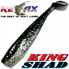 Relax King Shad 4 Gummifisch ca. 11cm Farbe Kristall Glitter Schwarz Zanderköder