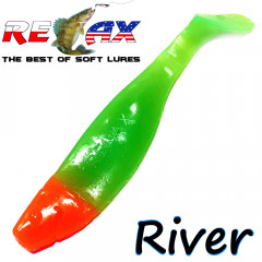 Relax Kopyto River 4 Gummifisch Länge 4 - ca. 10cm Farbe Poison Green Orange Head 5 Stück im Set!
