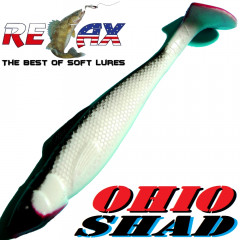 Relax Ohio Shad 4 Gummifisch ca. 10,5cm Farbe Reinweiss Schwarz RT 1 Stück Barsch&Zanderköder
